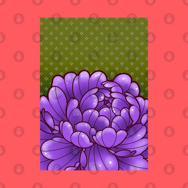 purple peony with nostalgic 80s wallpaper background by weilertsen