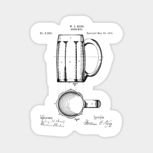 Beer Mug Patent - Craft Beer Art - Black And White Magnet