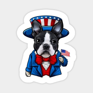 Fourth of July Boston Terrier Magnet