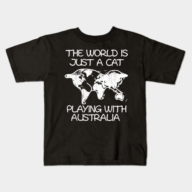 Funny World Is A Cat Playing Map T-Shirt For Women And Kids Funny World Is A Cat Playing Map T-Shirt For Women And Kids