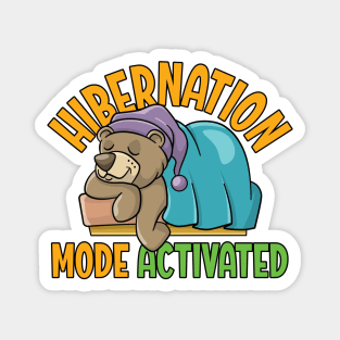 Hibernation mode activated - cute cartoon bear sleeping in a comfy cozy bed Magnet