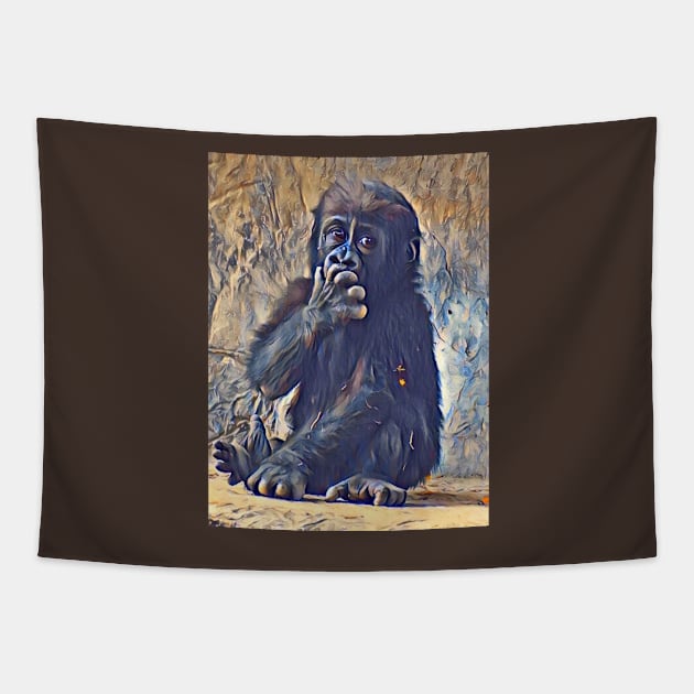 Baby Western Lowland Gorilla Tapestry by Sharonzoolady