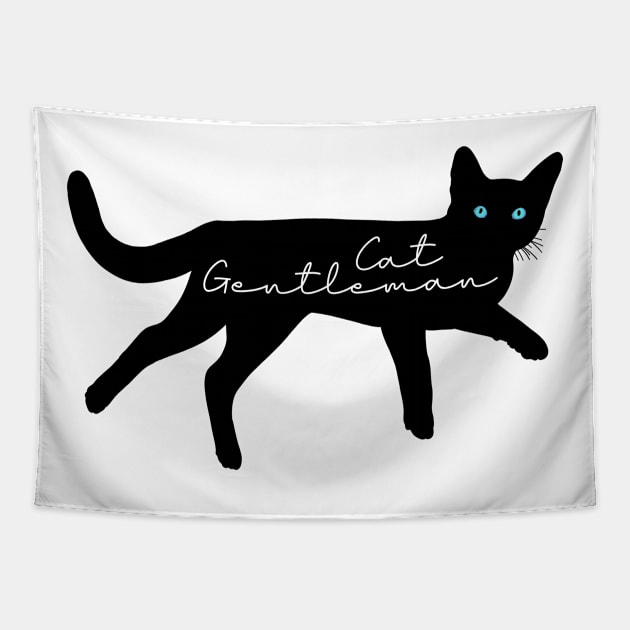 Cat Gentleman in Silhouette Tapestry by CarleahUnique