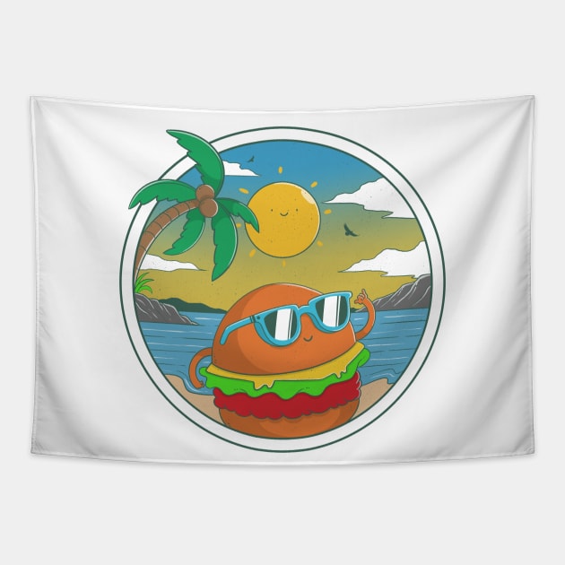 Burger Summer Tapestry by Artthree Studio