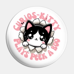 Curios-kitty plays peek a boo Pin