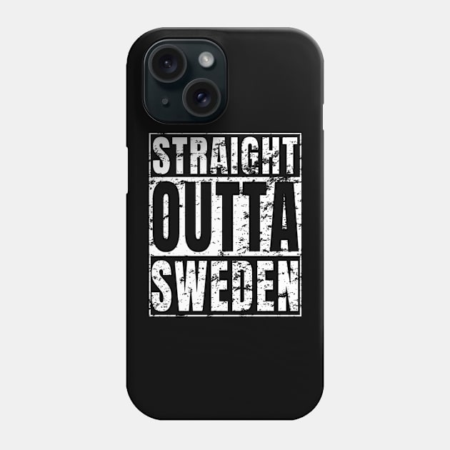 Straight Outta Sweden graphic Distressed White Swedish Tee Phone Case by merchlovers