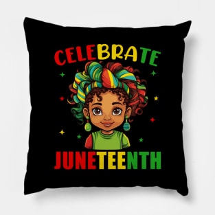 African Black Girl Toddler Girls Kids Celebrate Juneteenth Pillow