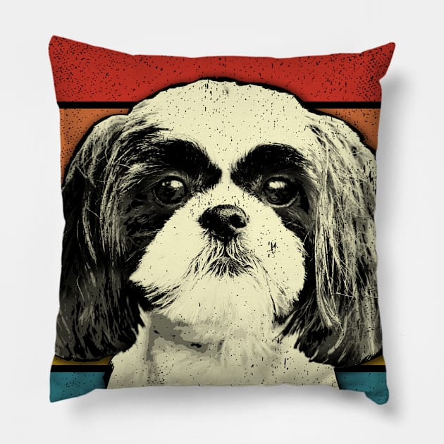 Vintage Shih Tzu T Shirt Gifts For Men Women Kids Pillow by blacks store