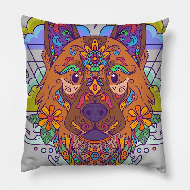 Shepherd Dog Pillow by yellowline