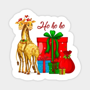 Christmas Giraffes Ho Ho Ho Magnet