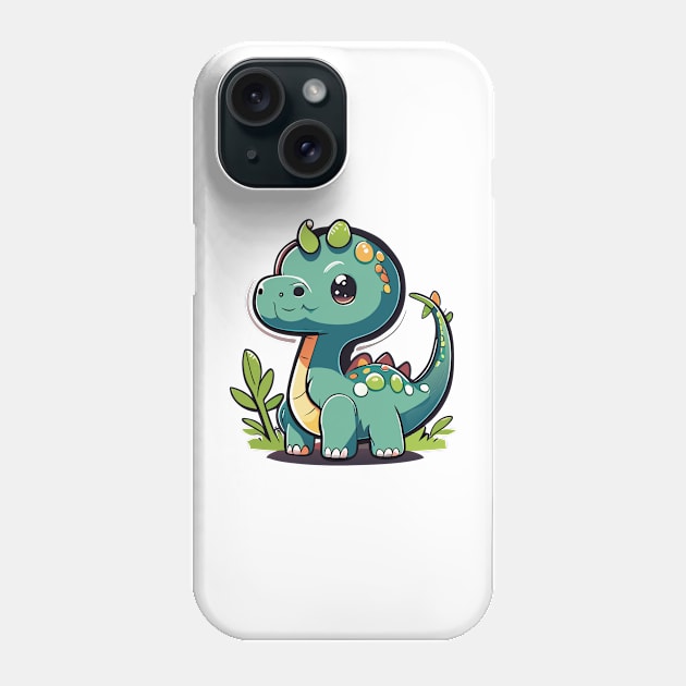 Adorable Brachiosaurus Delight: A Cute Dino for All Ages Phone Case by linann945