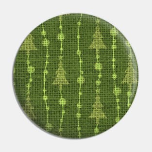 Light Green Christmas Trees on Dark Green Burlap Cloth Pin