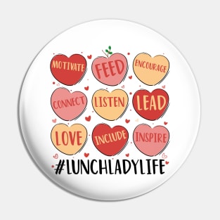 happy Hearts Lunch Lady Life Funny Valentine's Day Womens Pin