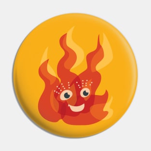 Happy Burning Fire Flame Pin