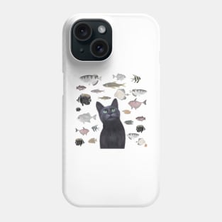 Birthday Black Cat and the Party Fish Gift Phone Case