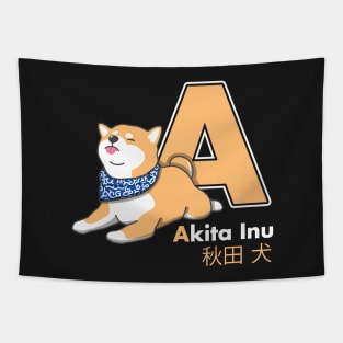 Akita Inu Letter A Tapestry