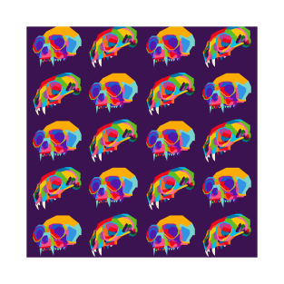 Skull Skull Pattern Wpap Style Purple Background T-Shirt