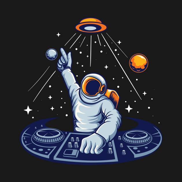 Astronaut DJ Spinning in Outer Space by SLAG_Creative