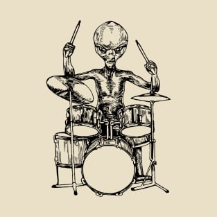 SEEMBO Alien Playing Drums Drummer Musician Drumming Band T-Shirt