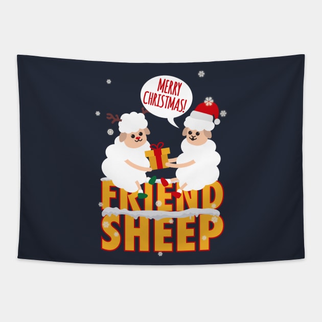 Christmas Sheep Puns | Best Friend Gift Ideas Tapestry by Fluffy-Vectors