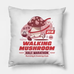 Walking Mushroom Marathon Pillow