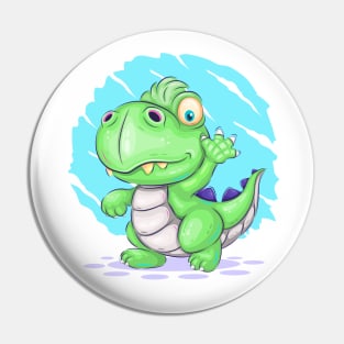 Cartoon dino walking Pin