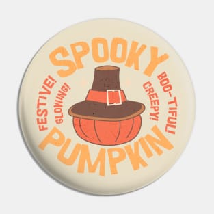 Halloween Thanksgiving Pumpkin Pilgrim Hat Crossover Holiday Retro Fun Design Pin