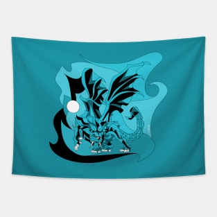 blue manticore manticora ecopop lion winged beast art Tapestry