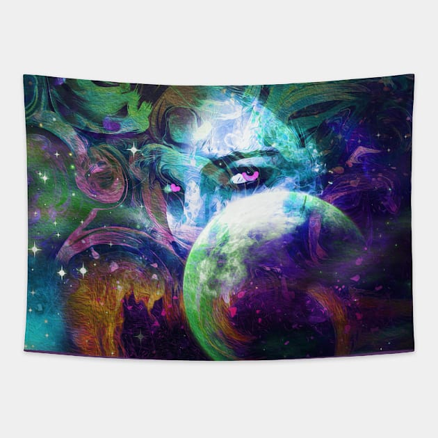 Space Wild Woman Tapestry by MONLart