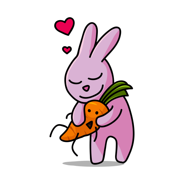 Rabbit hugs the carrot by asitha