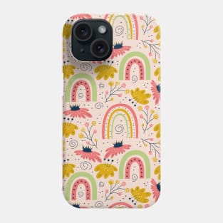 Scandinavian Spring Flowers with Rainbows Phone Case