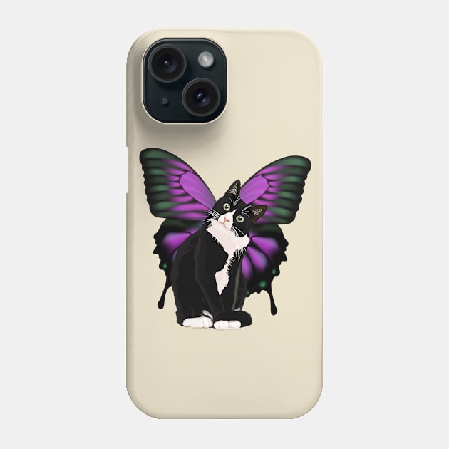 Black Fat Cat With Butterfly Wings Vol 3 Phone Case by Katheryn's Studio