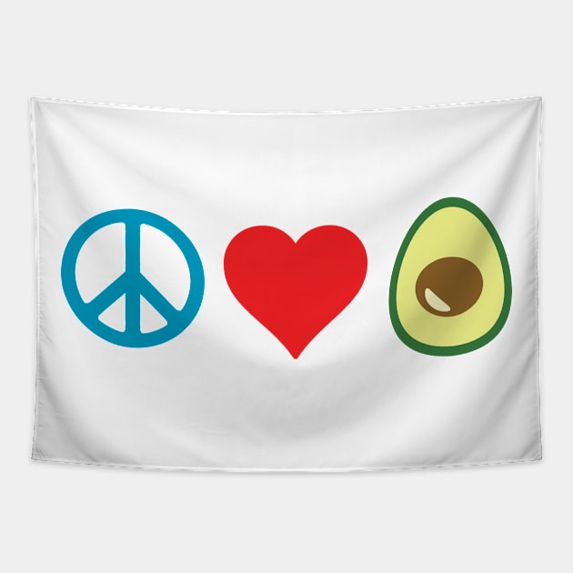 Peace, Love, Avocado Tapestry by AvocadoLover