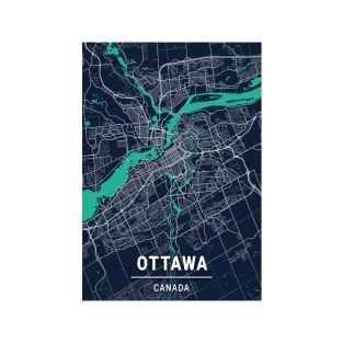 Ottawa Blue Dark Color City Map T-Shirt