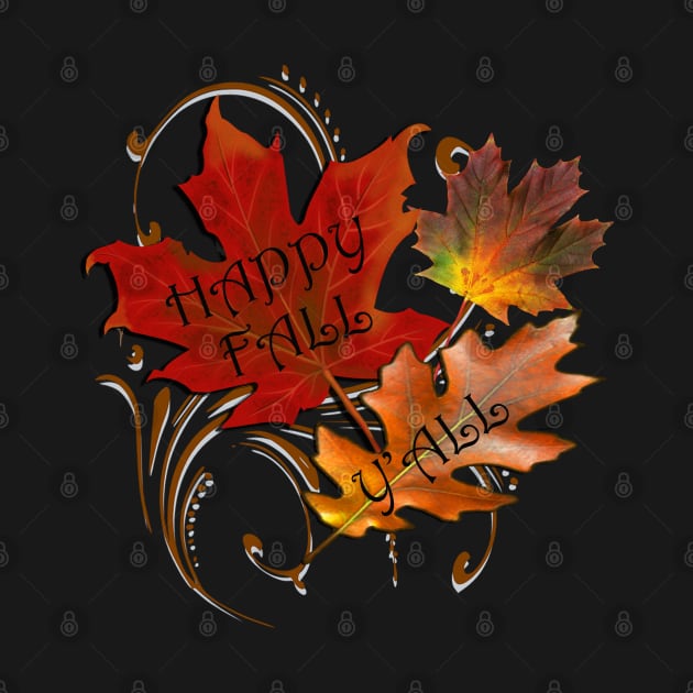 HAPPY FALL Y'ALL Beautiful Autumn Leaves Graphic Art Design, available on Many Products by tamdevo1