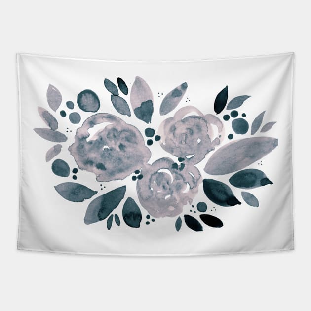 Watercolor flower bouquet - neutral Tapestry by wackapacka