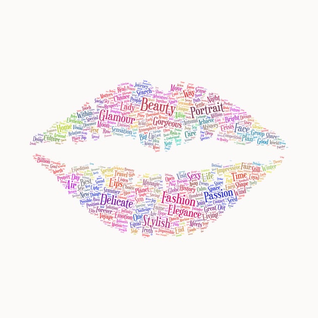 Lips Woman Silhouette Shape Text Word Cloud by Cubebox