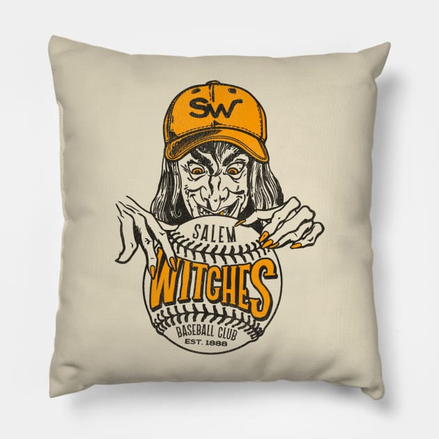 Defunct Salem Witches Baseball Team Pillow by Defunctland