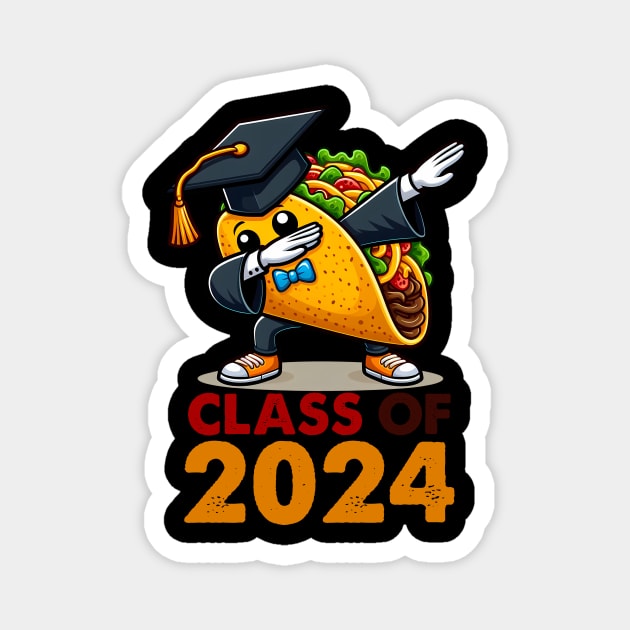 Class Of 2024 Cinco de Mayo Grad Dabbing Taco Graduation Funny Magnet by inksplashcreations