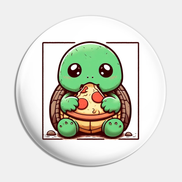 Pizza-Loving Baby Turtle Pin by Lovely Animals