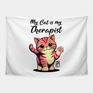 My Cat is my Therapist - I Love my cat - 2 Tapestry