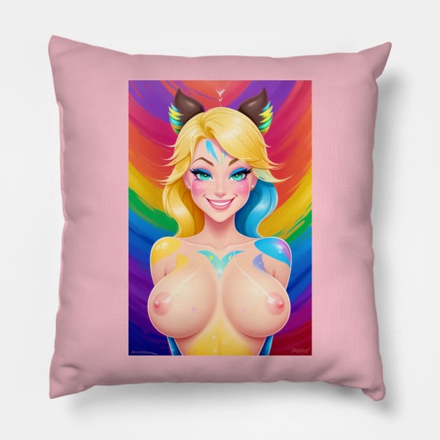 Rainbow splater Pillow by Bespired