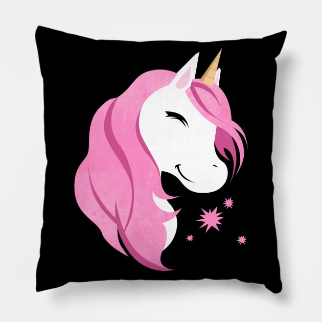 Cute Pink Unicorn Pillow by Imutobi