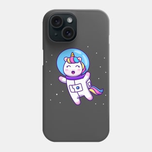 Cute Unicorn Astronaut Floating In Space Cartoon Phone Case