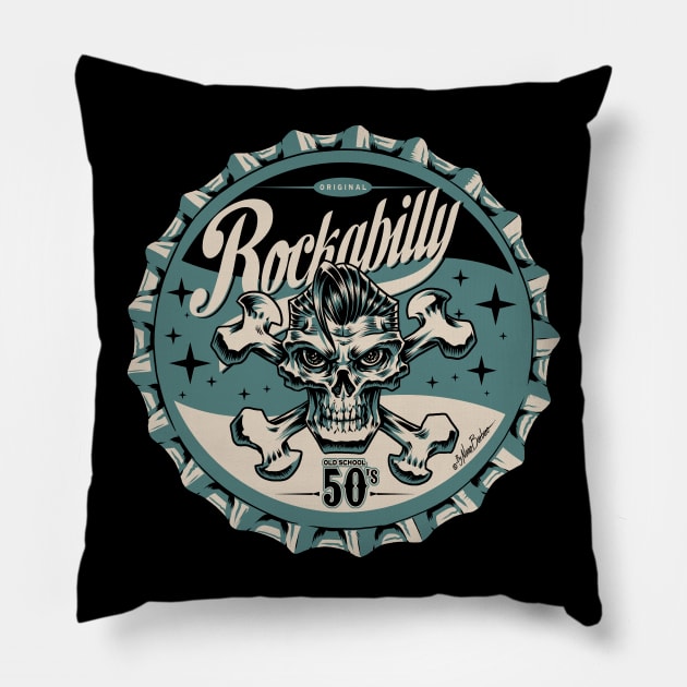 Rockabilly bagde Pillow by nanobarbero