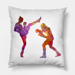 Boxing-muay thai in watercolor Pillow