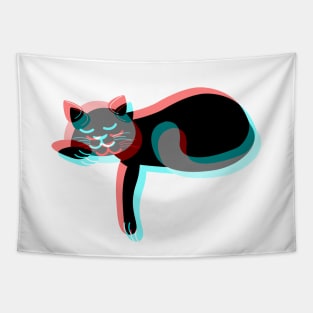 Aesthetic Cute Cat | Retro Vintage 3d Glasses Tapestry