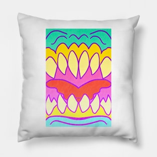 Chomps fanged neon mask 3 Pillow