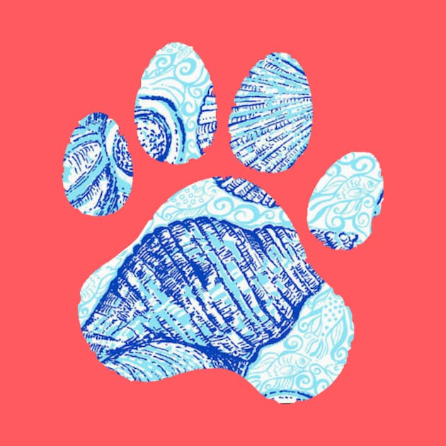 Blue Seashell Paw Print by annmariestowe