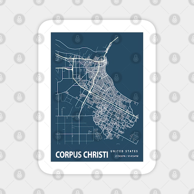 Corpus Christi Blueprint Street Map, Corpus Christi Colour Map Prints Magnet by tienstencil